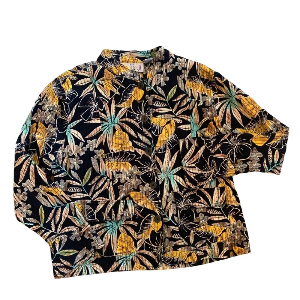 Life Style All Over Print Floral 100% Cotton Jacket XL